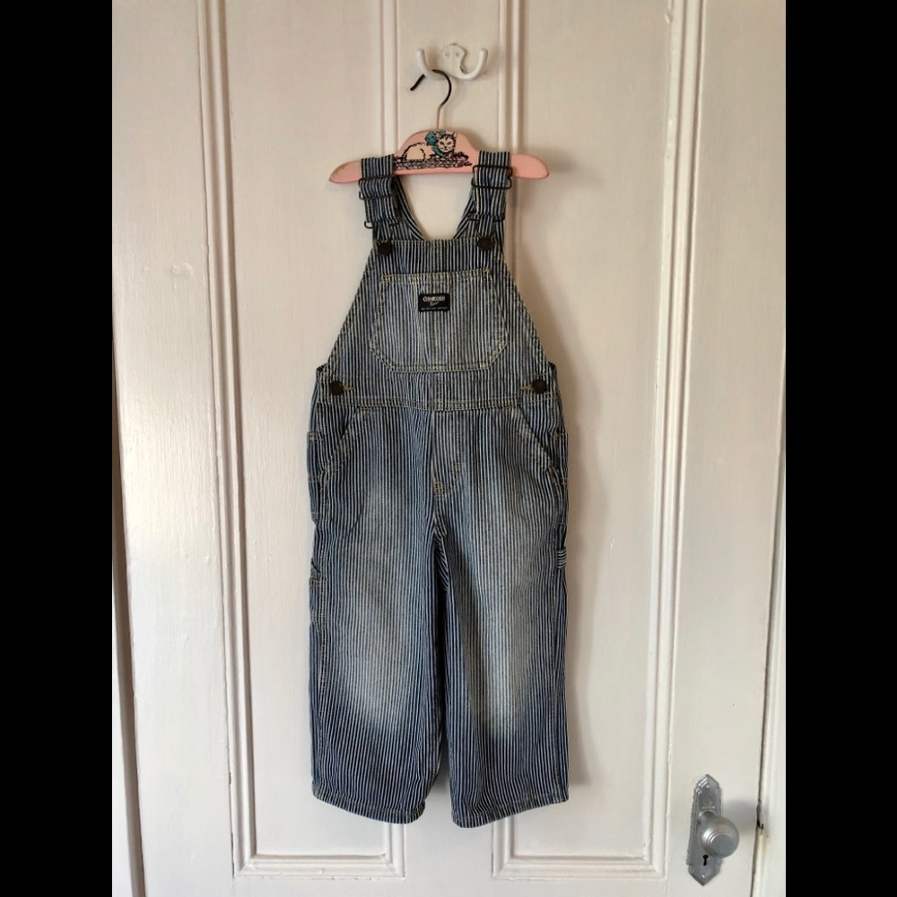 OshKosh Pinstripe Denim Jean Overalls Sz3T NEW⚡️
